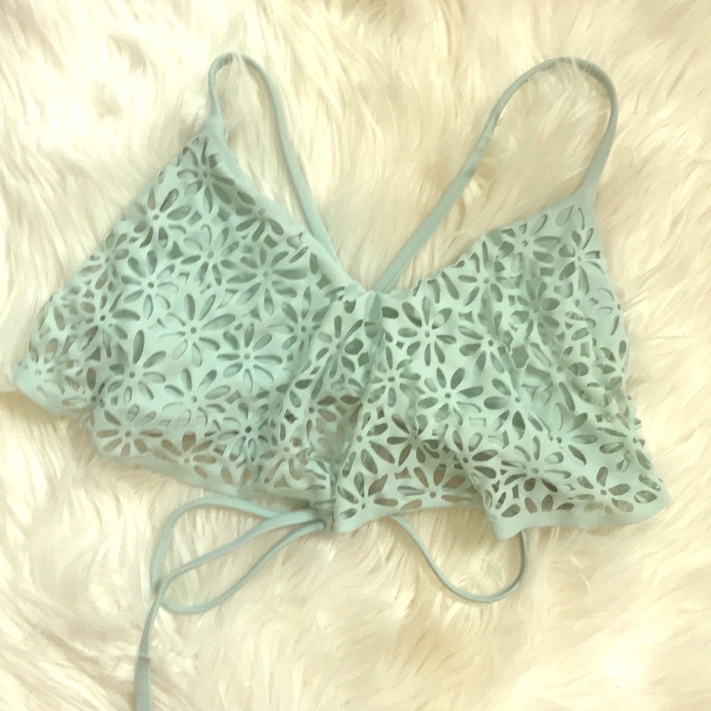 Teal Ruffle Bikini Top
